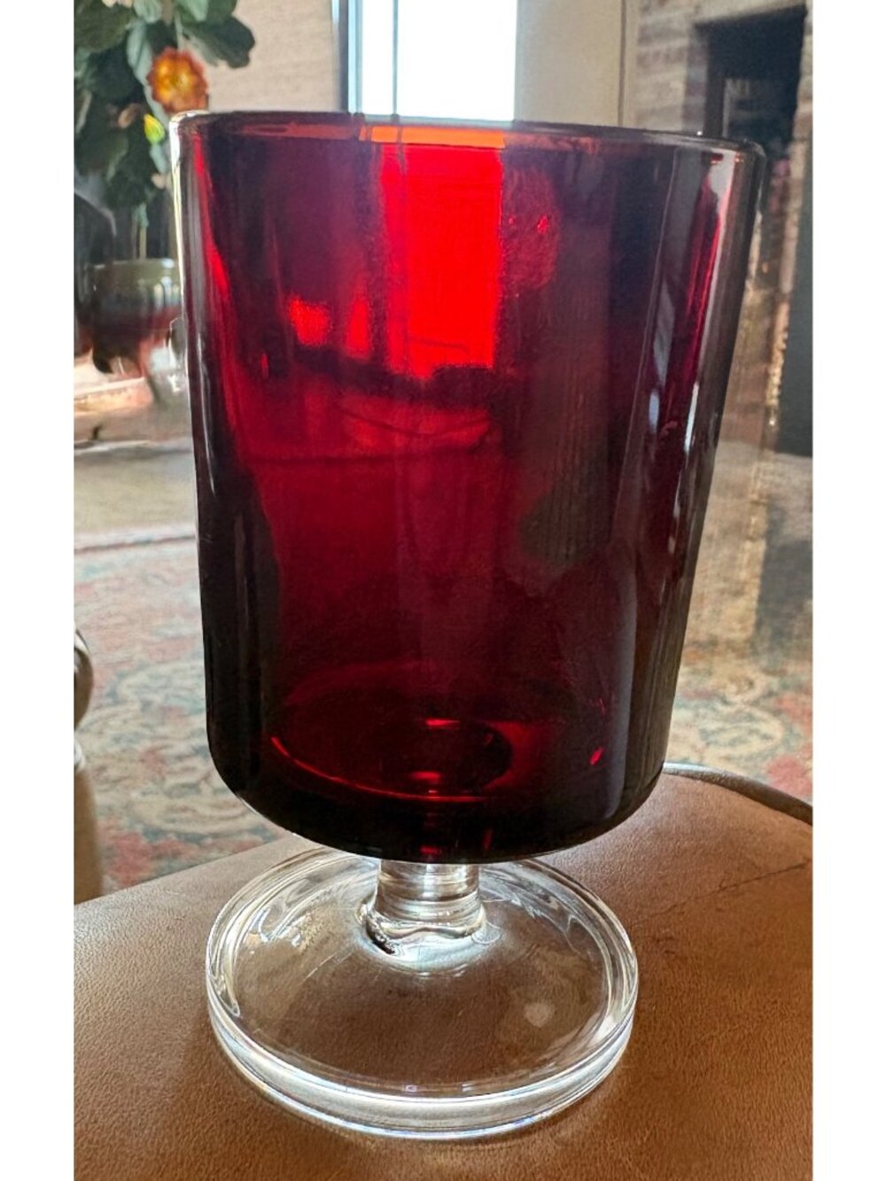 Luminarc Arcoroc Cavalier Ruby Red Cordial Juice Glasses Vintage 4" Set of Two